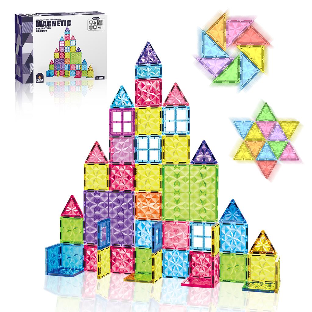 Magnetic Building Tiles Building Blocks Puzzle STEM Montessori Sensory Educational DIY Toy For 3Years+ Old Kids Boys Girls Gifts