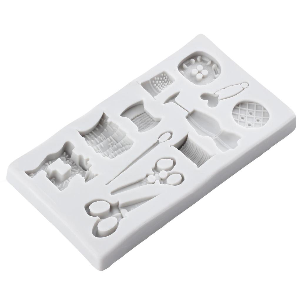 Sewing Tools Silicone Molds Scissors Button Sewing Designer Clothes Fondant Mold Cake Decorating Tools Cupcake Topper Candy Chocolate Gumpaste Mold