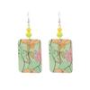 Cat's Eye Stone Color Block 3D Floral Acrylic Earrings for Women