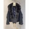 Giacca da lavoro invernale di alta gamma con ampio colletto di pelliccia, imbottita in piuma e cotone, moda donna, corta, spessa, parka da donna, cappotti