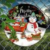 Merry Christmas Snowman Round Tin Sign 7.8 Inch Rustic Metal Wall Decor Pine Branches