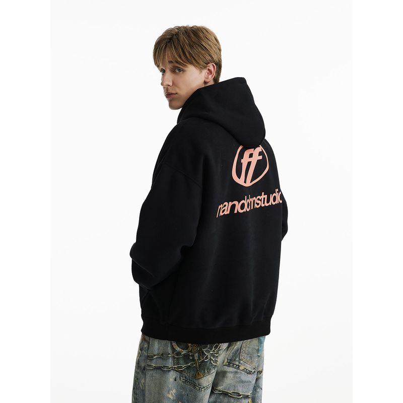 Men's American Retro Street Vintage Heavyweight Hooded Sweatshirt Men's Autumn National Trend Letter Print Versatile Jacket