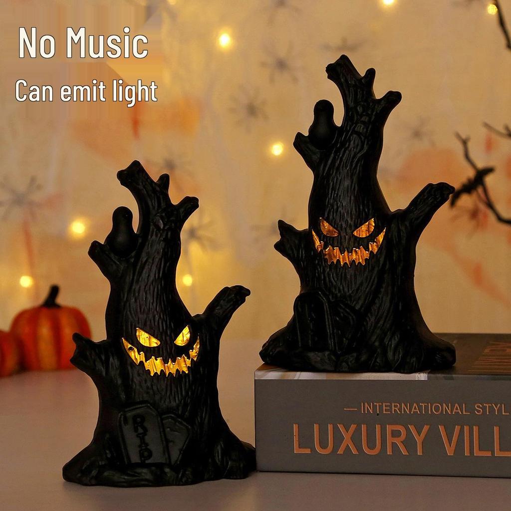 Spooky Halloween Ghost Tree Light: Pumpkin Lantern & Ghost Face Decoration