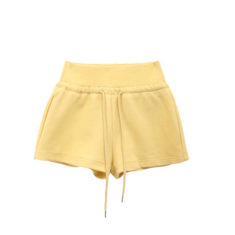 Graue Sporthosen für Damen Sommer Neu Hohe Taille Kordelzug Schmale Taille Design Lässige Hosen