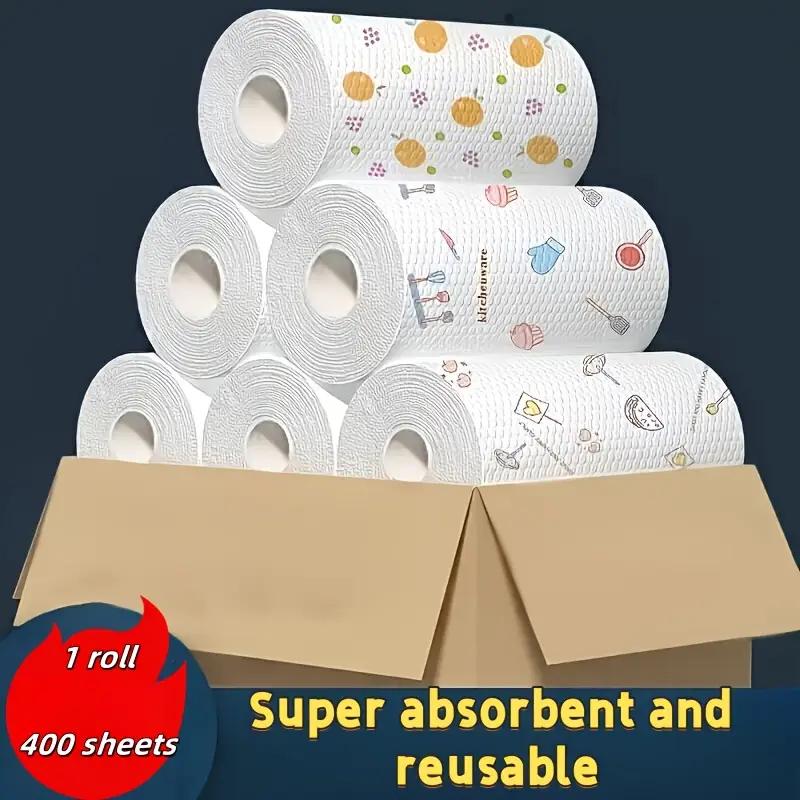 400pcs Super Absorbent Disposable Cleaning Towels - Multi-Purpose Wet & Dry Kitchen Cloths , Reusable Household Lazy Towels for Home