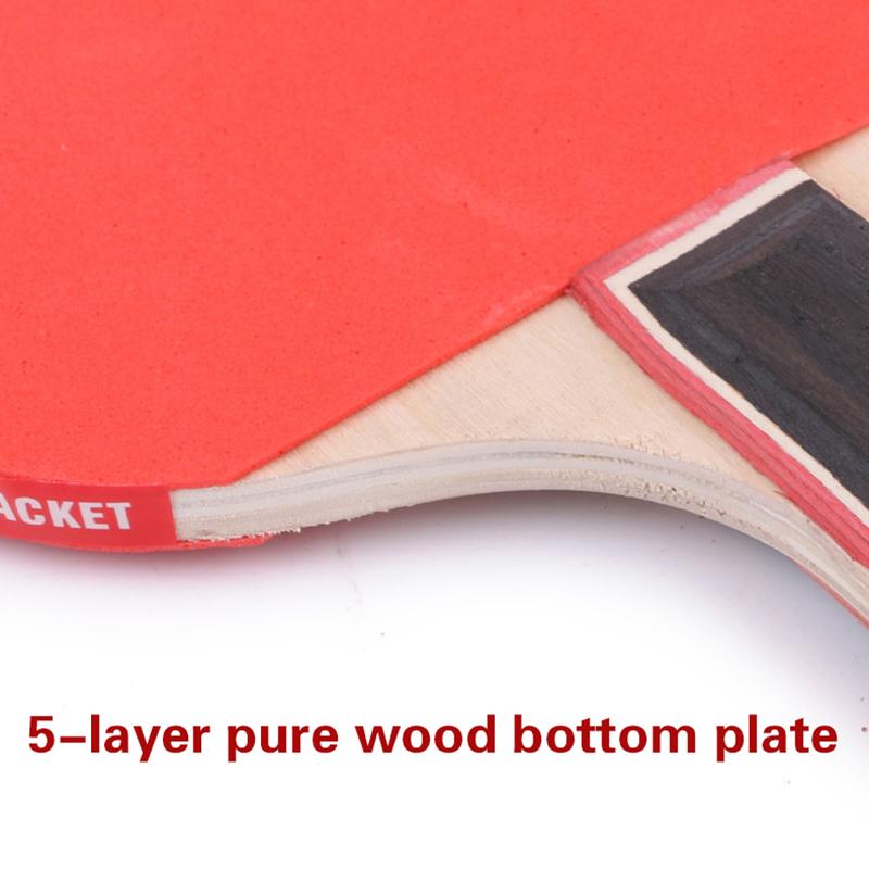 Table Tennis Racket Set Two Rackets Three Balls Double Sided Reverse Rubber Straight Racket