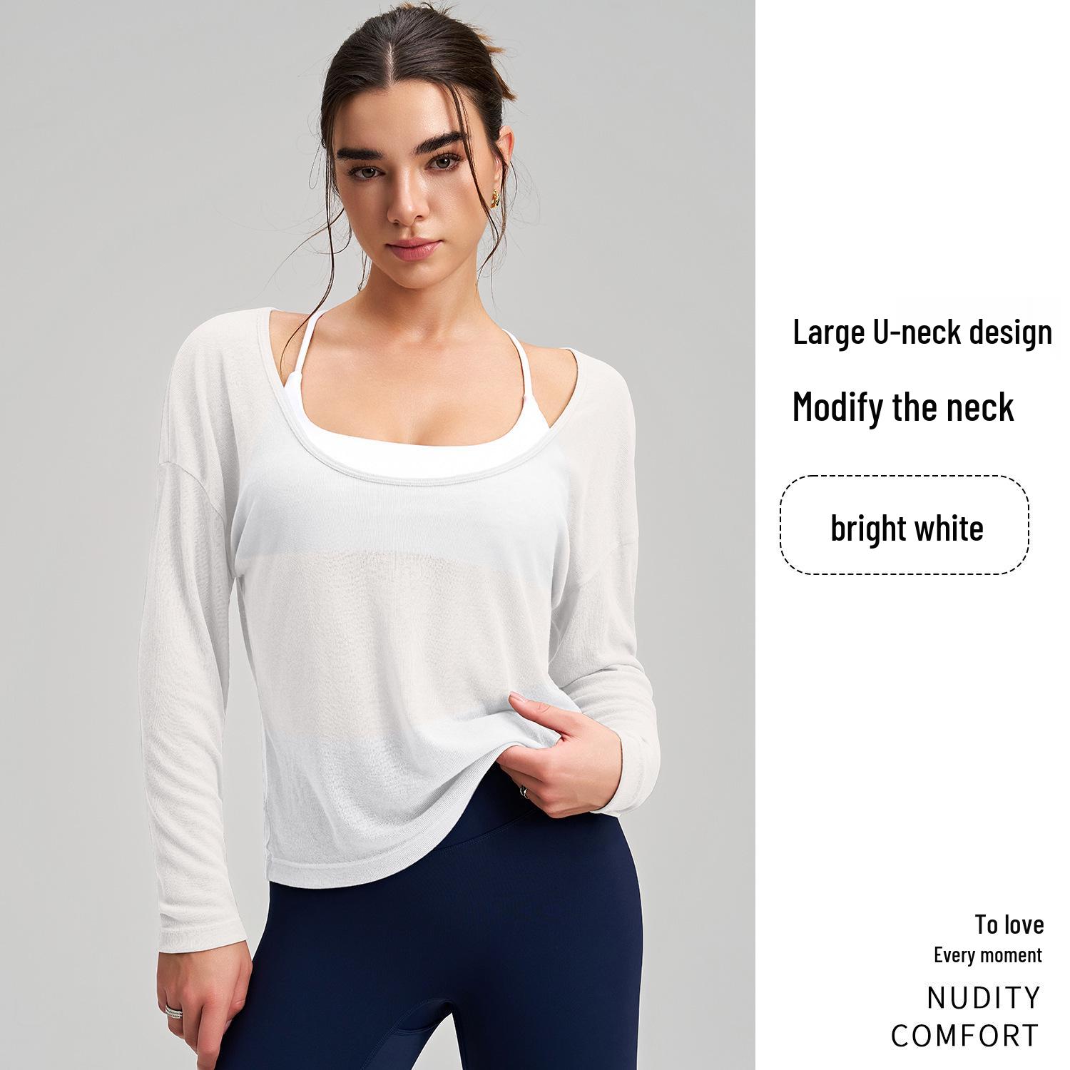 

Women s Breathable Quick-Dry Yoga Cover-Up Long Sleeve Fitness Top M