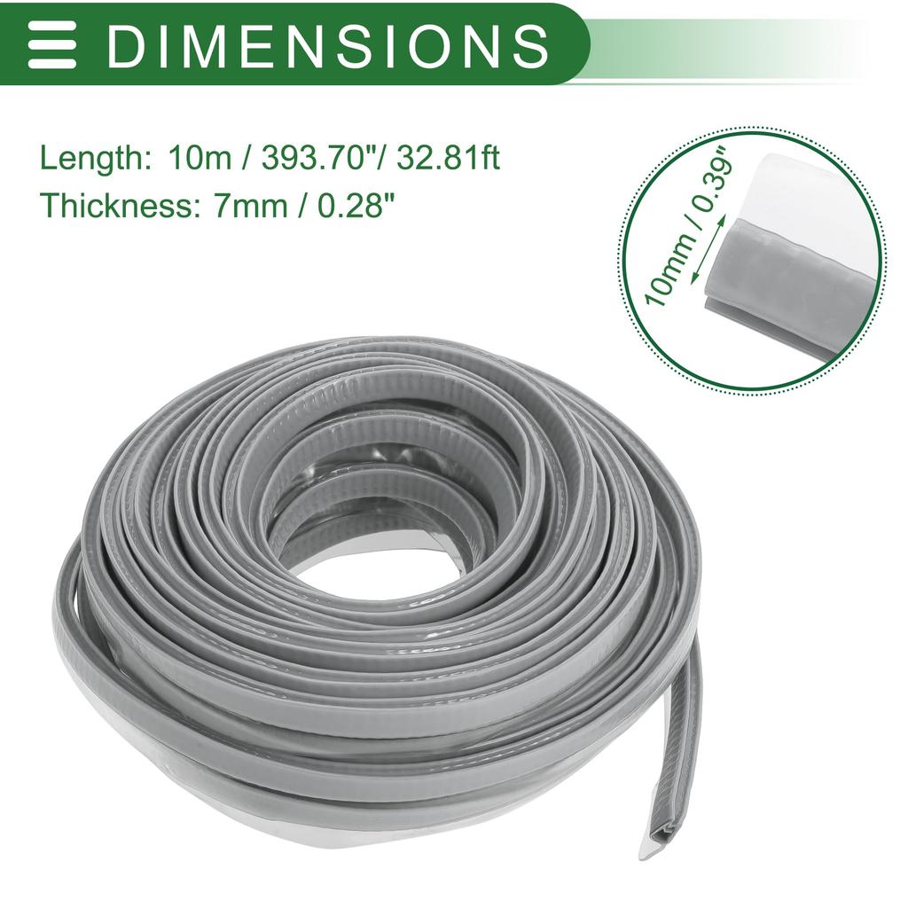 Motoforti Universal Car Door Edge Guards, U-Shaped Molding, Anti-Scratch Door Edge Protector, Anti-Collision Rubber, Gray, 10m