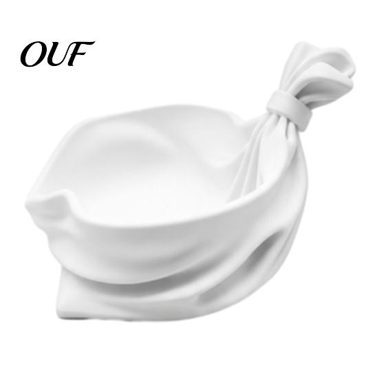 Stable Base Storage Holder 3D Printed Gift Bag Shaped Tray, Pleated Catchall Bowl for Candy, Festival Desktop Ornament Festive Table Centerpiece
