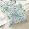 1Pc Teal Botanical Floral Pillow Cover, Polyester Double-Sided Print, Vintage Flower & Fern Design, Nature-Inspired Home Decor G