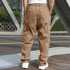 Männer Casual Cargo Hosen Elastischer Bund Kordelzug Multi Taschen Hip Hop Hosen Gerade Breite Bein Lange Hosen
