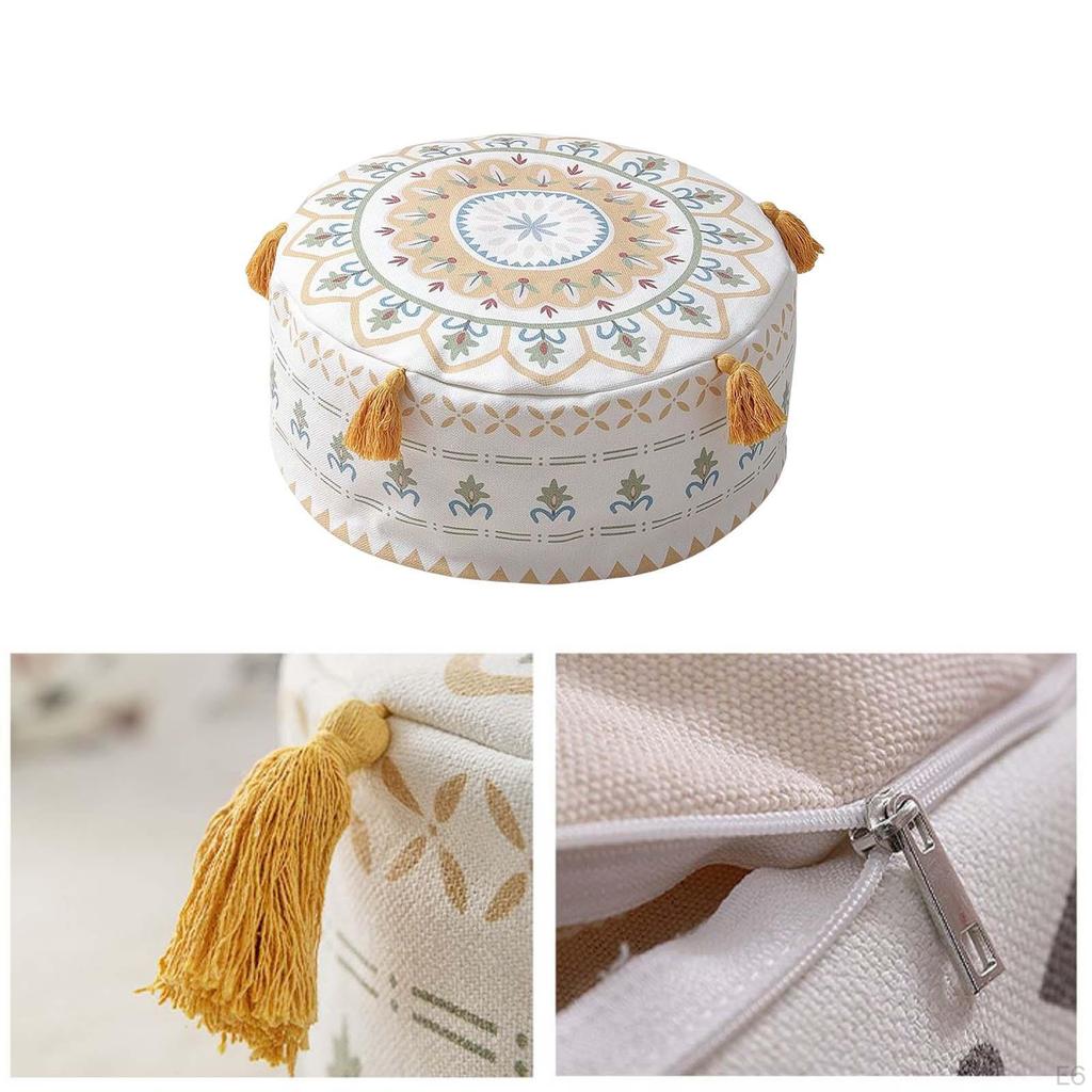 Handmade Unstuffed Pouf Cover Footstool for Bedroom Living Room Decoration