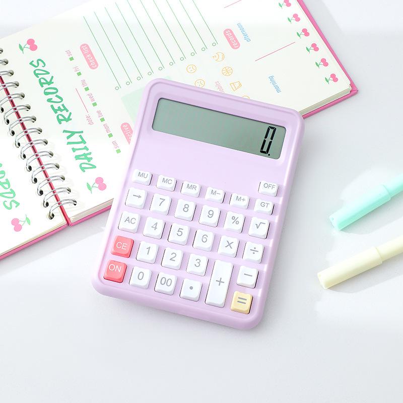 People's Education 10-Digit Synchronous Calculator in Dopamine Color – Multifunctional Office Tool for Elementary Students