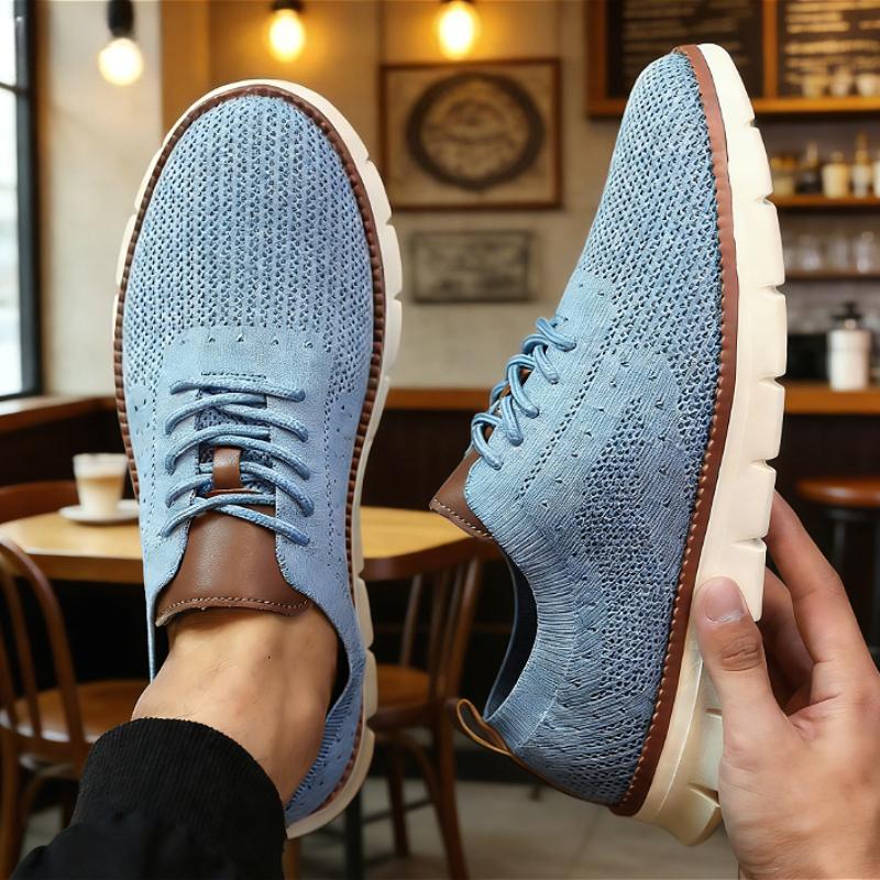 Men's Outdoor Casual Mesh Shoes Breathable Knit Sneakers Lightweight Anti-Slip Sole Comfortable Walking Shoes  Sneakers Men