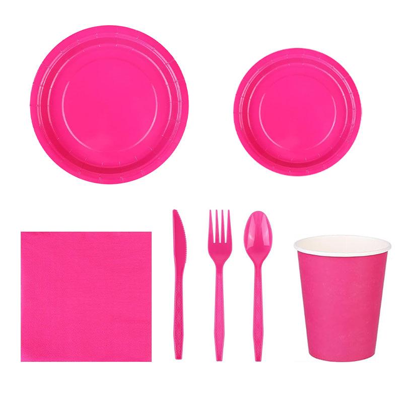 Guihong Birthday Party Disposable Tableware Set - Colorful Theme Plates, Cups, Napkins, and Cutlery