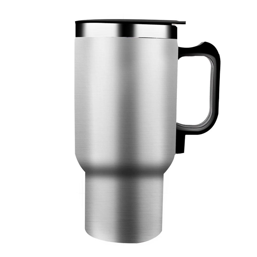   Car Cup Electric Kettle Heating Cup Stainless Steel Insulated Bottle 450ml Portable Travel Mug for Coffee Tea Milk in Car Silver 12.0V  