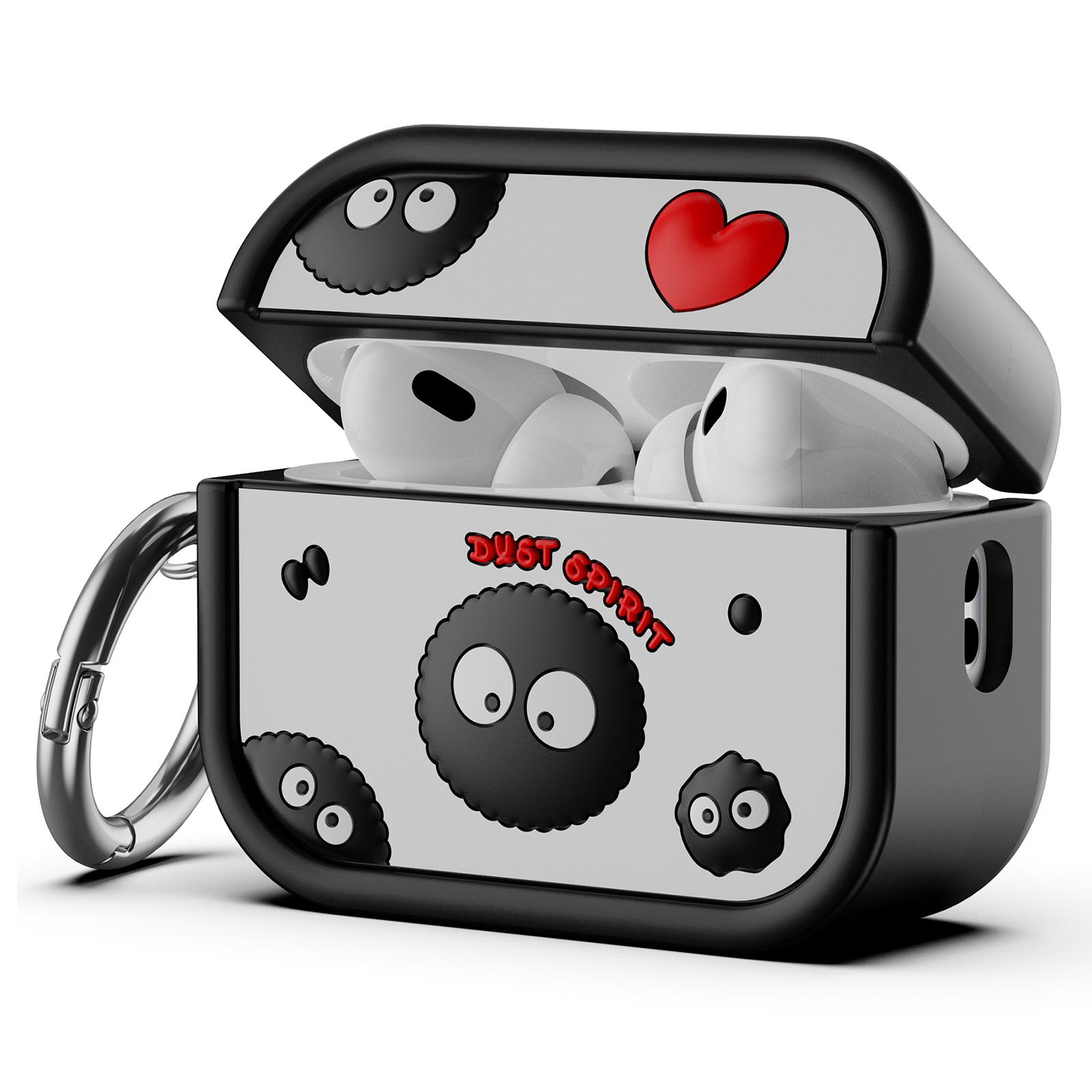 

For AirPods Pro 2 Case Cartoon Briquette Silicone Protective Cover with Carabiner A
