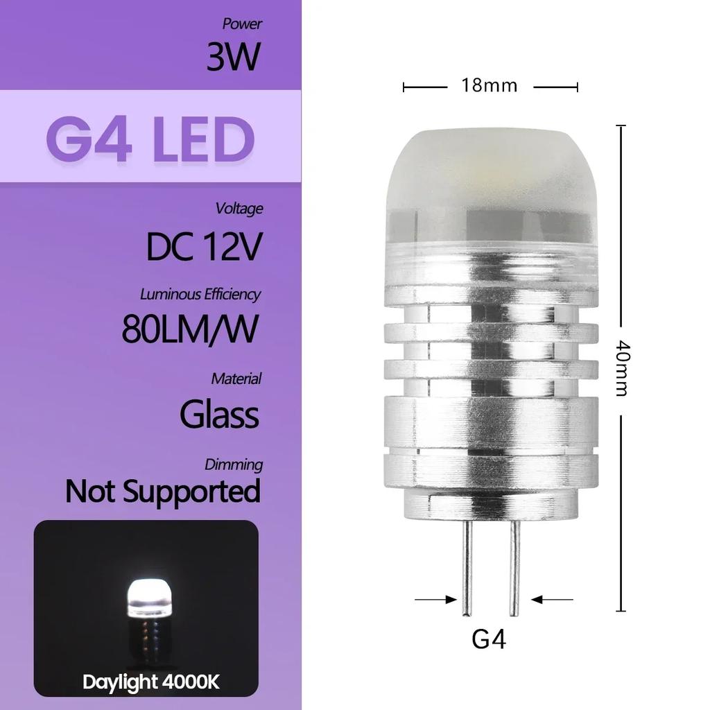 High Light LED MINI G4 AC DC 12V 24V Low Power 1.2W 1.4W 1.5W 2W 3W Efficiency Strobe Free for Crystal Chandelier Kitchen Toilet