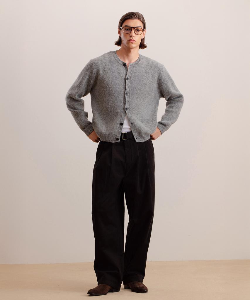 Veiyd Alpaca Soft Wool Crew Neck Cardigan Charcoal