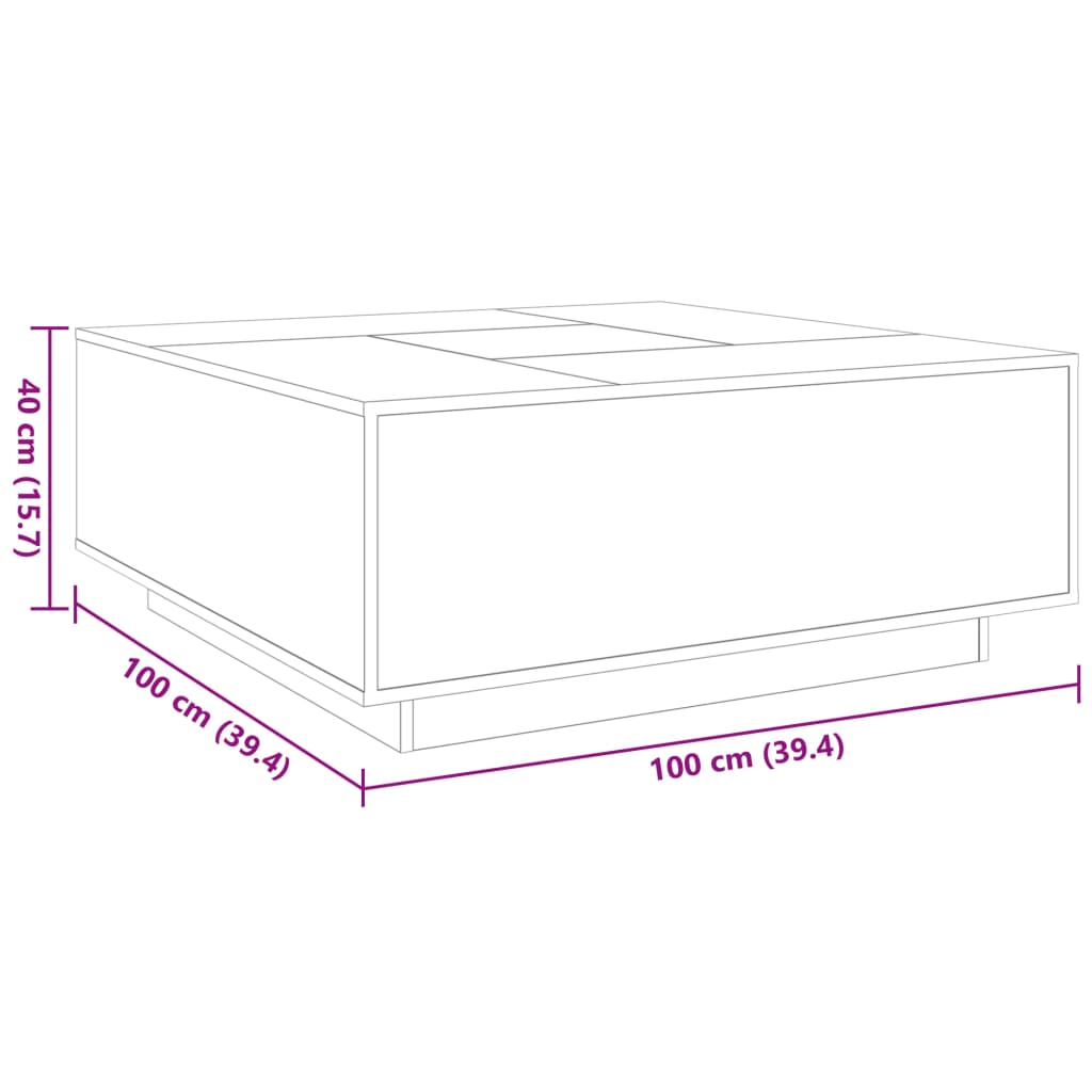 Infinity LED Coffee Table in Sonoma Oak 100 x 100 x 40 cm