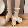 Breathable Literary Lolita Heightening Dark Lolita Yellow High Heels Women's Shoes Single Shoes Cute Student