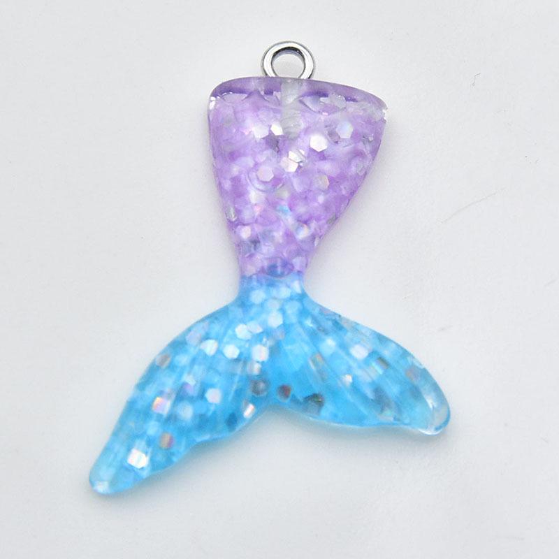 Gradient Resin Mermaid Tail Keychain Pendant Earrings - DIY Jewelry Accessory