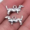20pcs Puppy Dog Dachshund Bulldog Doghouse Charms Antique Silver Color Plated Pendants Jewelry Making DIY Handmade Craft