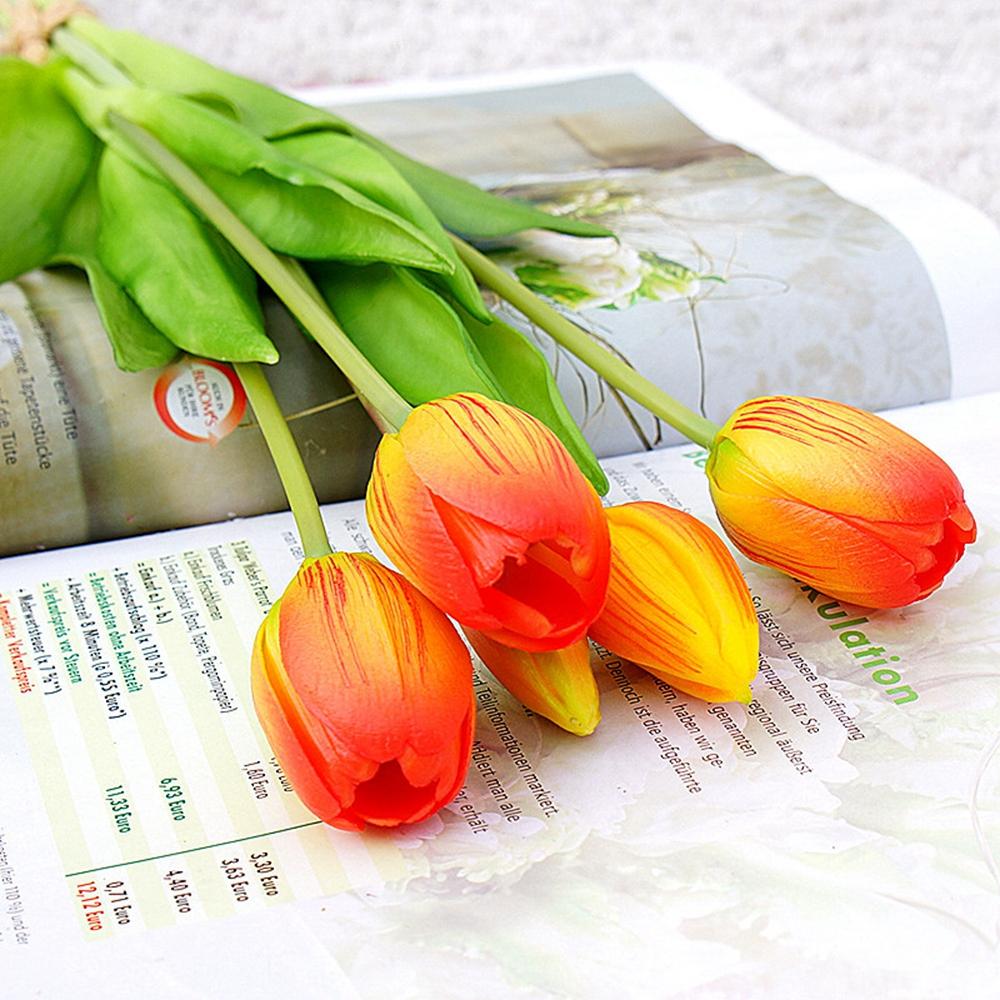 Hand Flowers Flores Simulation Flower Bouquet Artificial  Tulips Flower Home Decoration Fake Flower