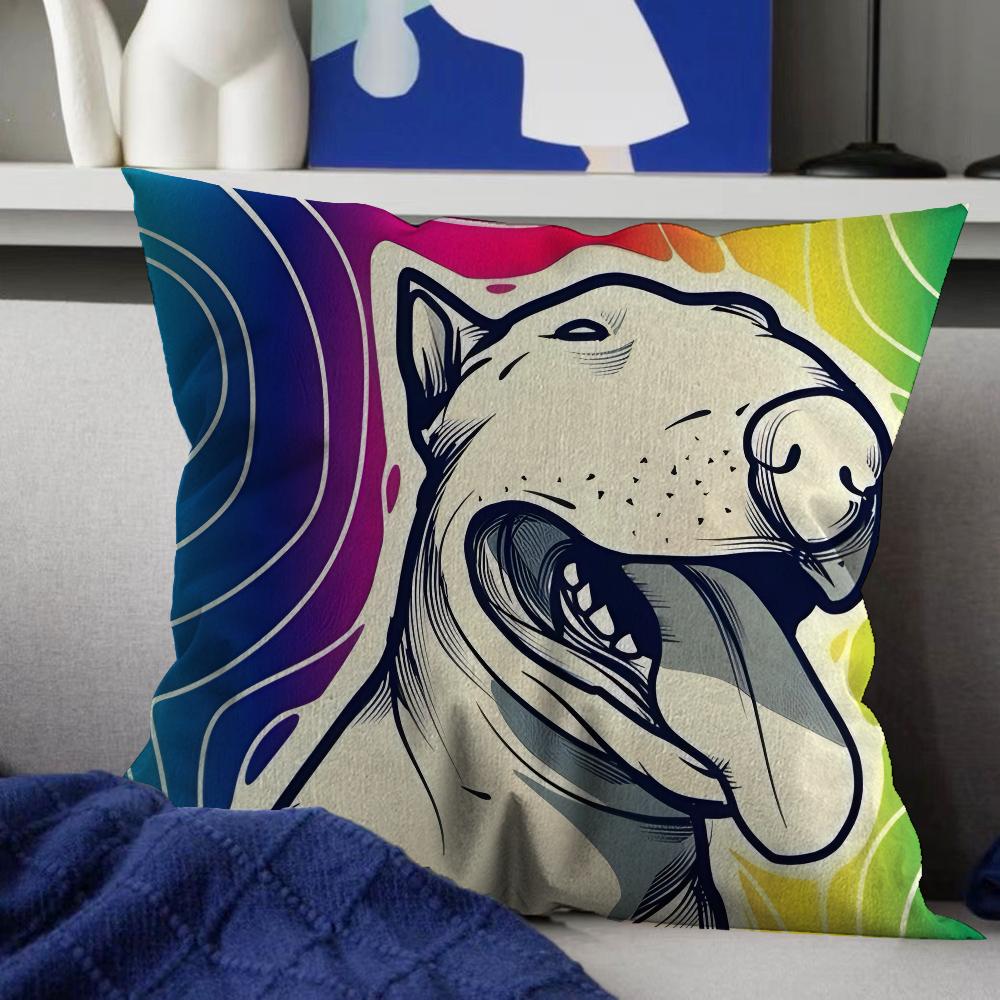 English Bull Terrier Dog Cushion Cover Inches Farmhouse Decor Home Throw Pillow Covers for Couch Decorations