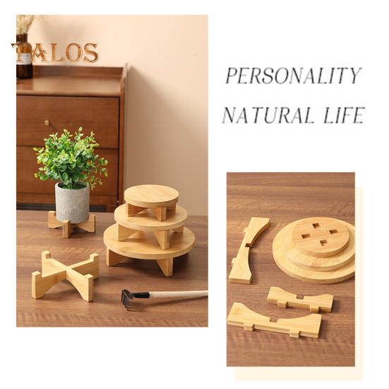 Supporto per piante in bambù, portavasi per fiori, da tavolo, da interno, sgabello rotondo, portavasi, espositore per piante in vaso, cupcake, ceramiche