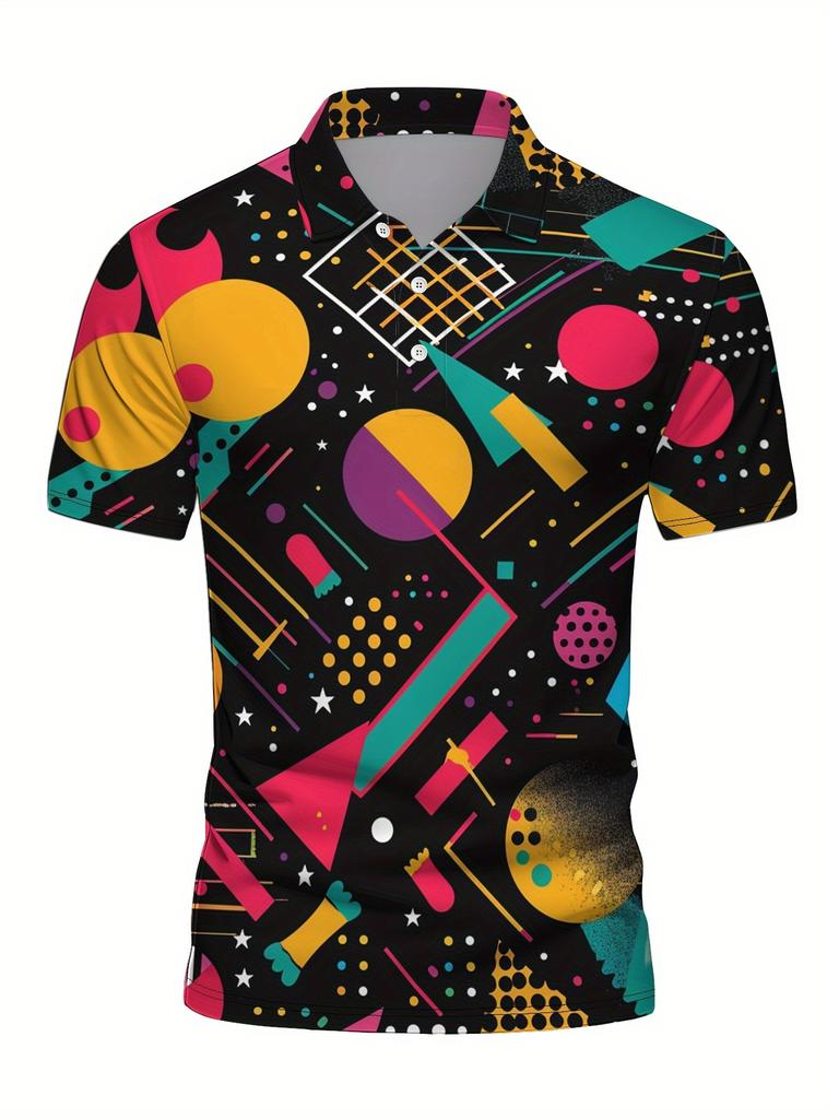 Men'S Short-Sleeve Polo Shirt - Flat Digital Print Pattern - No Texture - Stylish And Easy Short Sleeves, Buttoned, Casual Collared Polo Shirt,