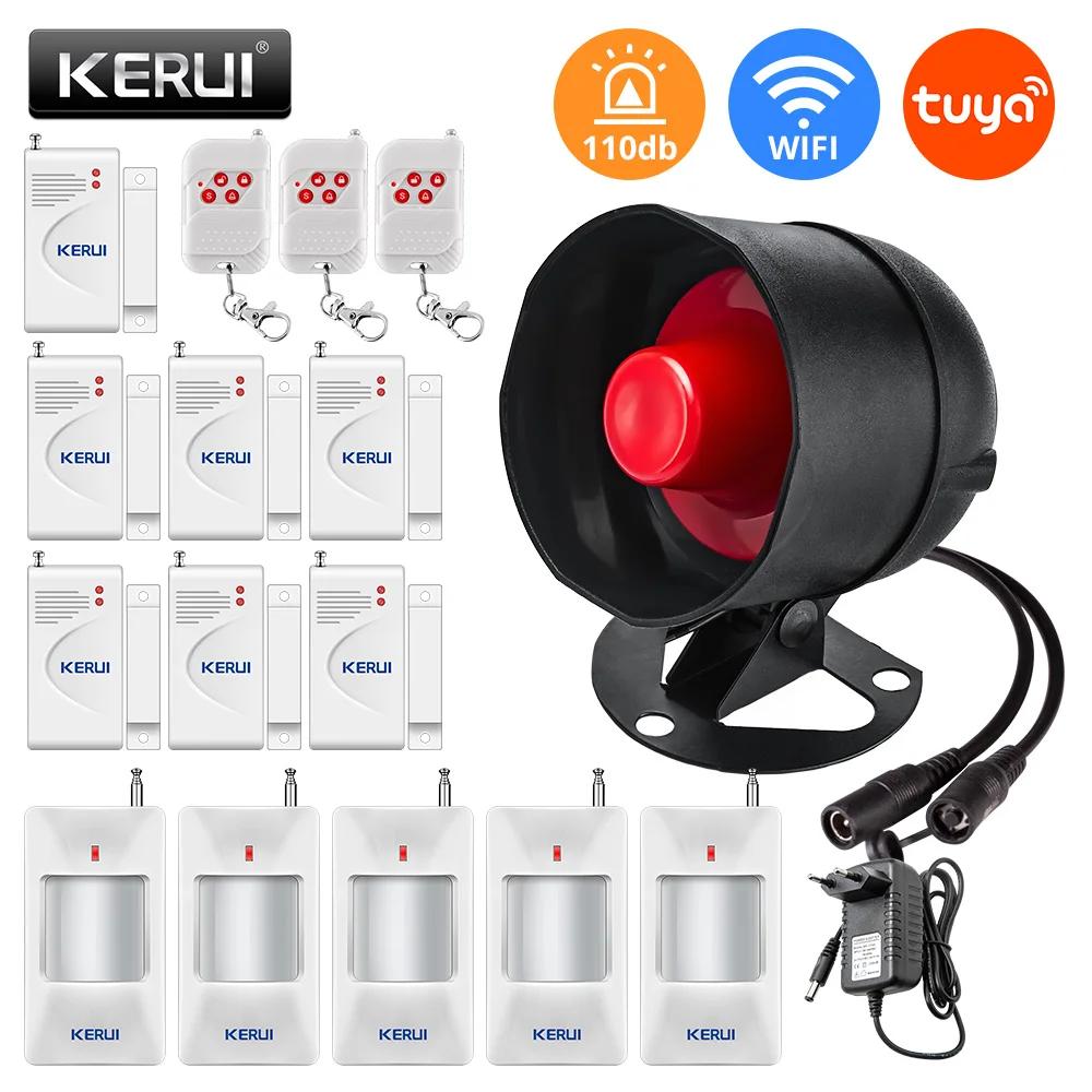 KERUI Tuya WIFI Loudly Speaker High Decibel Burglar Siren Home Security Alarm System With Door Windows Sensor Motion For House