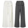 American retro pleated straight casual trousers design sense streamer simple versatile loose drape floor long pants