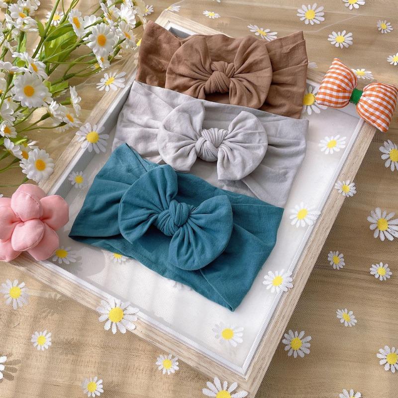 New 3pcs set, children's headband, baby nylon bow does not hurt the skin, wide headscarf, baby headband.