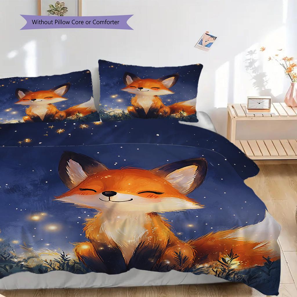 Set Copripiumino Trapuntato con Motivo Volpe Federa Decorazione per la Casa Regalo di Compleanno (1 * copripiumino + 2 * federa, senza nucleo)