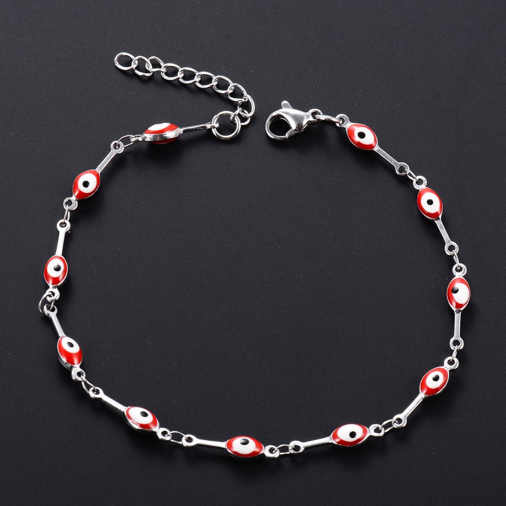 4mm Stainless Steel Bone Turkish Evil Eye Link Hand Chain Bracelet for Women Girl Wristband Anklets Metal Jewelry Summer Gift