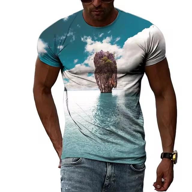 T-shirt z cyfrowym drukiem 3D dla nastolatków i mężczyzn, z krótkim rękawem, wszechstronny, oddychający