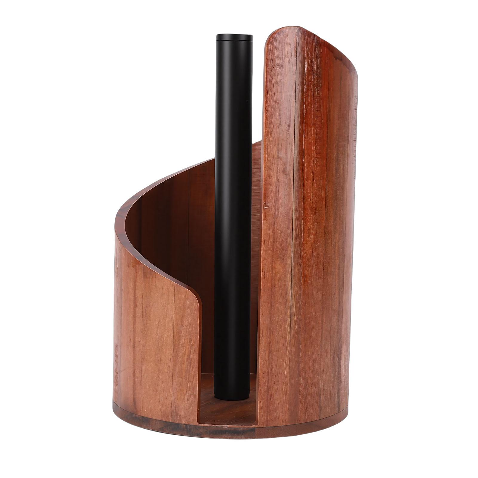 

Wood Paper Towel Holder for Kitchen Countertop Napkin Holder Dispenser Paper Towel Roll Stand for Home Office Brown