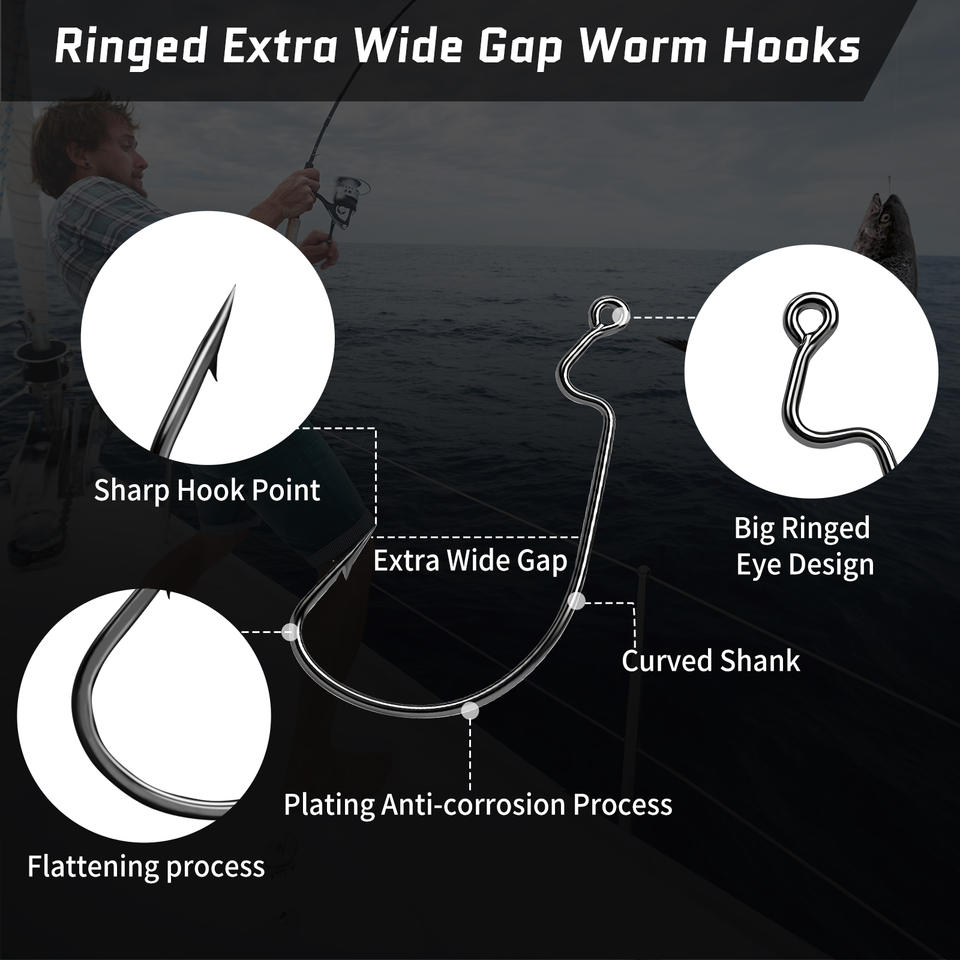 50pcs/lot Texan Hooks Soft Worm Fishing Hooks High Carbon Steel Wide Super Lock Fishhooks Lure BKK Softjerk Hooks Fishing Tackle
