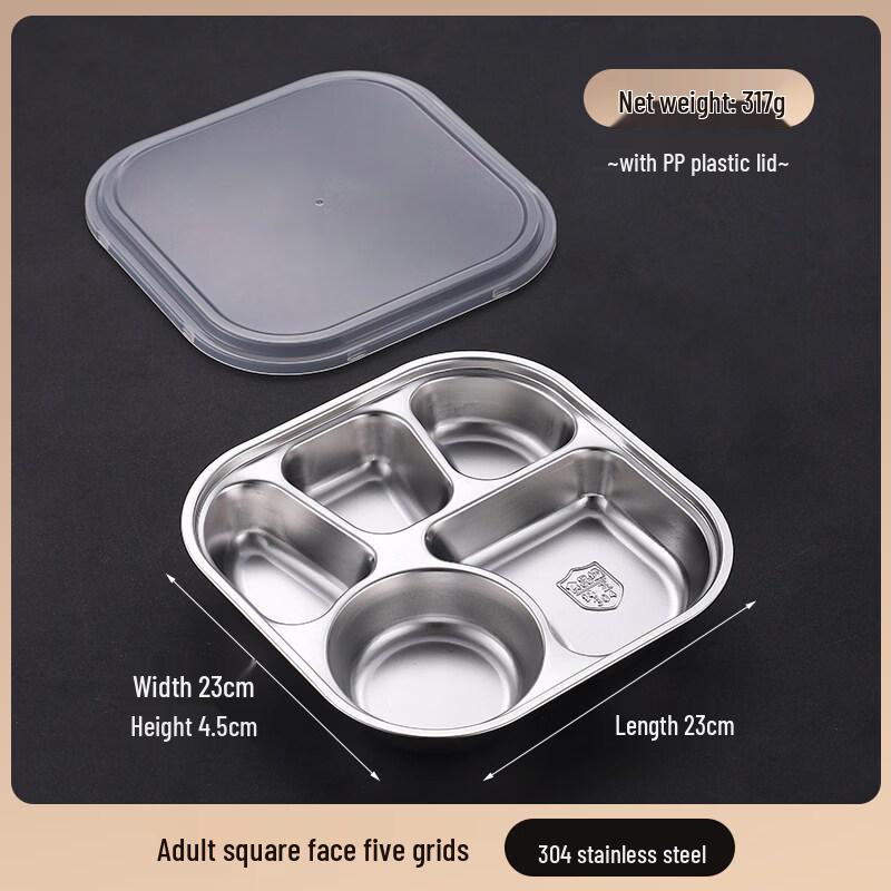 304 Stainless Steel Divided Canteen Plate