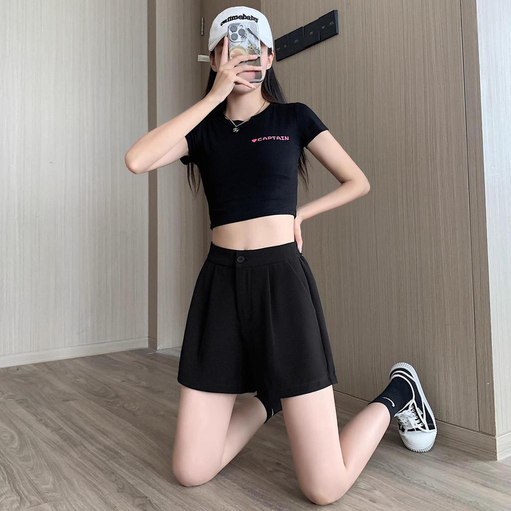 Official Women's British Style Summer Elastic Wide-Leg Casual Shorts - 260g