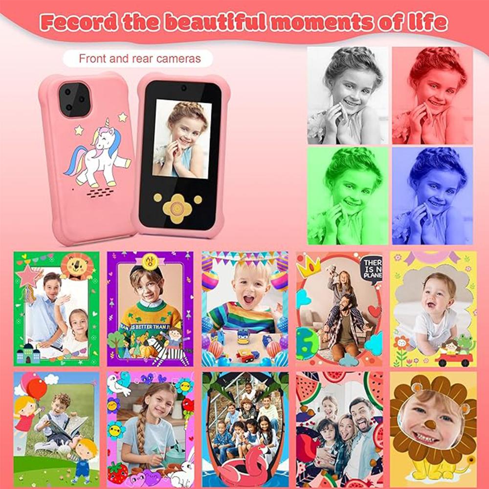 Kids Phone Camera Toys Girls Boys Unicorn Smart Toddler Phone Toys 1080P HD Selfie Camera Record Lift Chirstmas Birthday Gifts