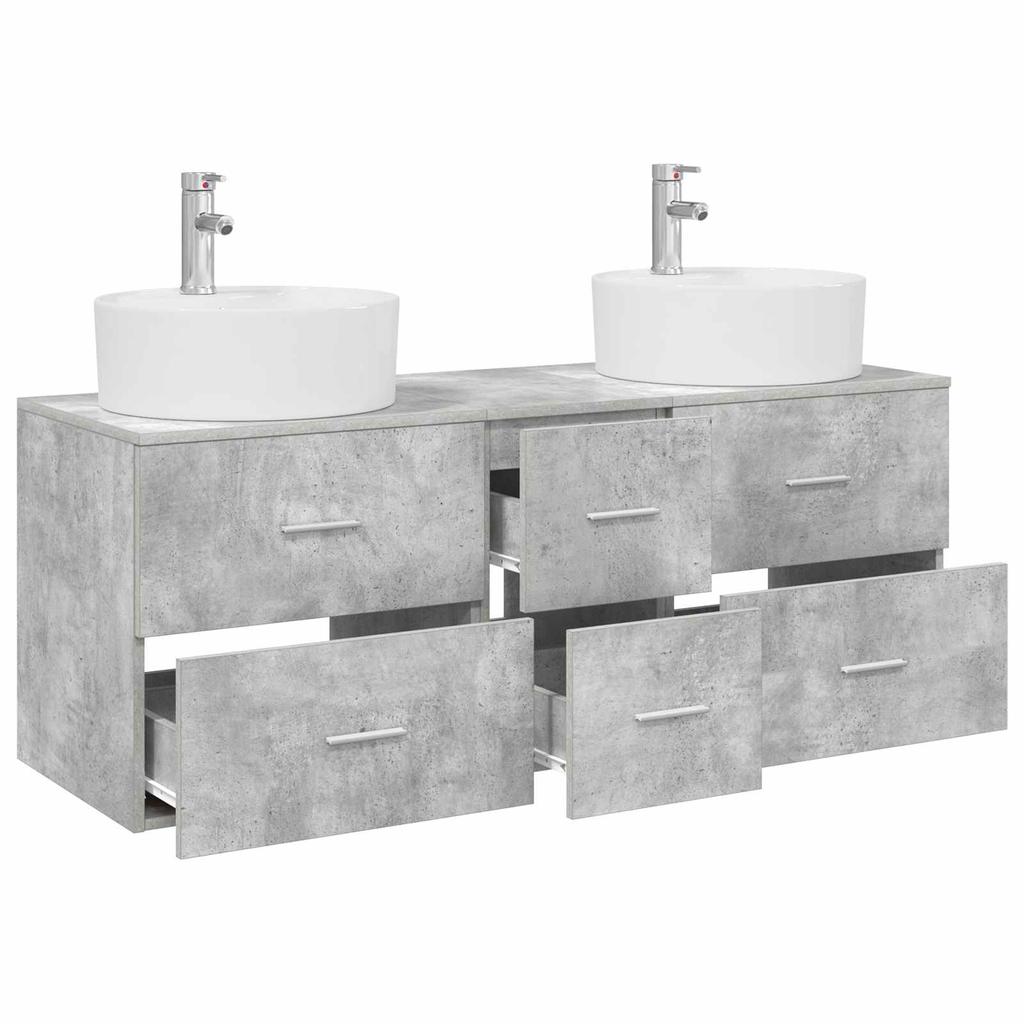 Bathroom Furniture Set 3 Pieces Concrete Grey 129 X 44.5 X 80 Cm