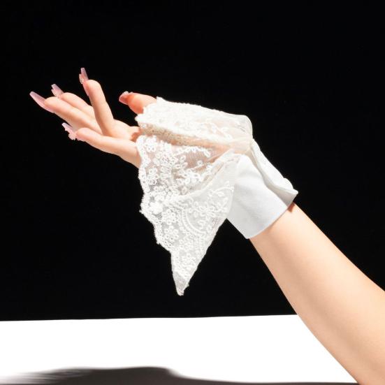 Layering Cuffs for Dresses Detachable Lace Sleeve Women, Elastic Mesh Fake Sleeves Floral Arm Warmers Sweaters Dresses, Wrist Cuffs, Fashion Clothing