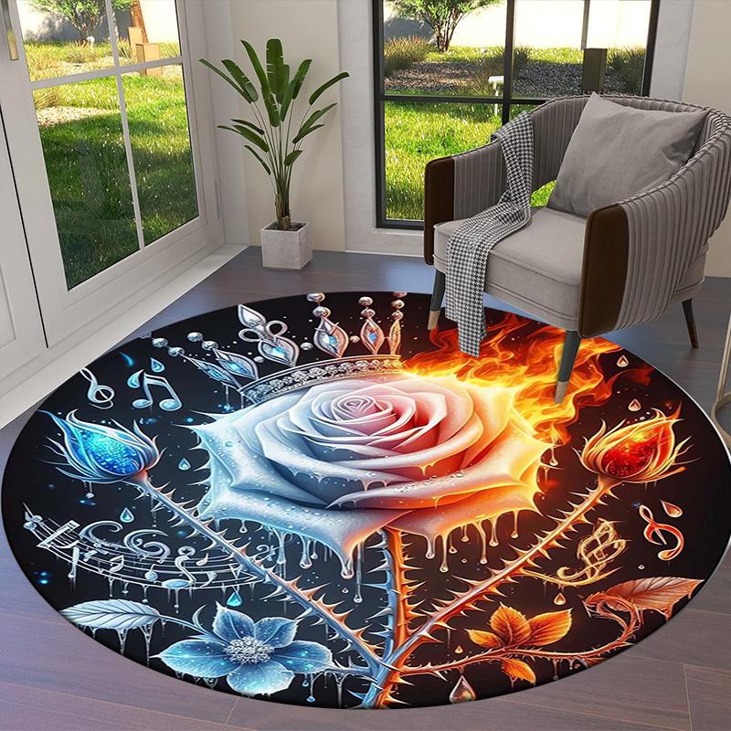 1pc Office Carpet Chair Mats Flaming Ice Rose Symphony Perfect for Decorating Office Chairs, Living Rooms, Or Bedrooms