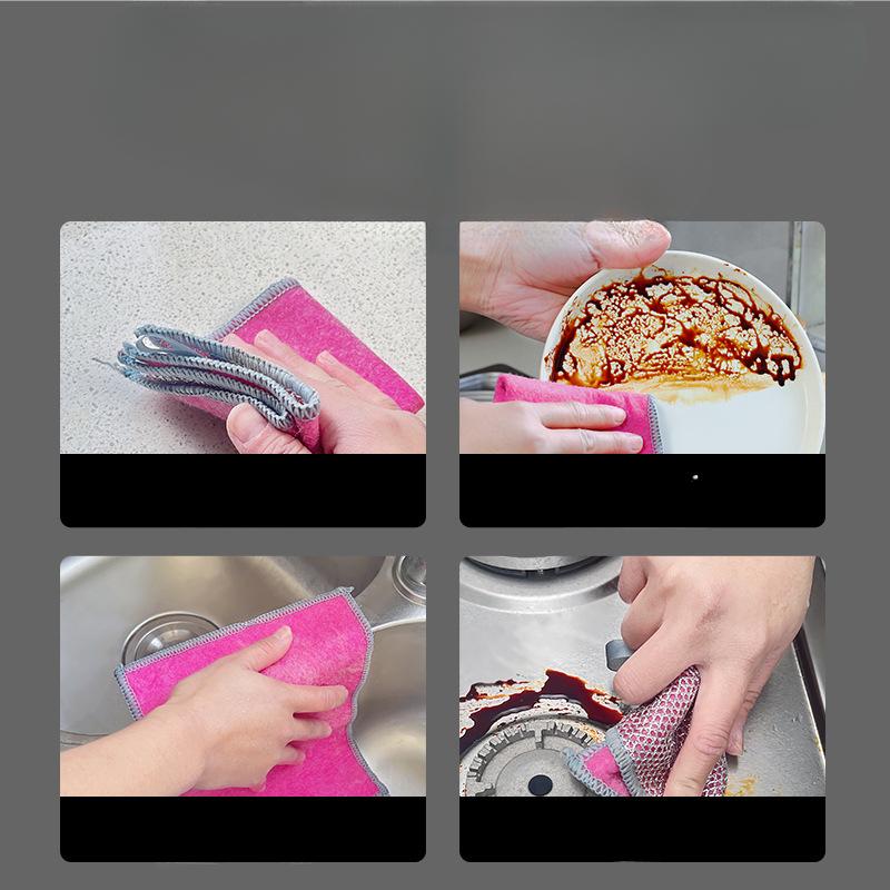 Reinigungstuch aus Kokosnussschale mit Silberfaden, haftet nicht an Öl, saugfähig und verdickt, Spültuch und Wok-Reinigungstuch