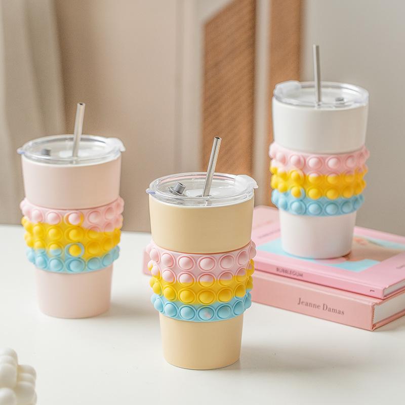 

Распакуйте креативную керамическую кружку с крышкой, портативную кружку для девочек, милую кружку для питья в офисе. 380ml