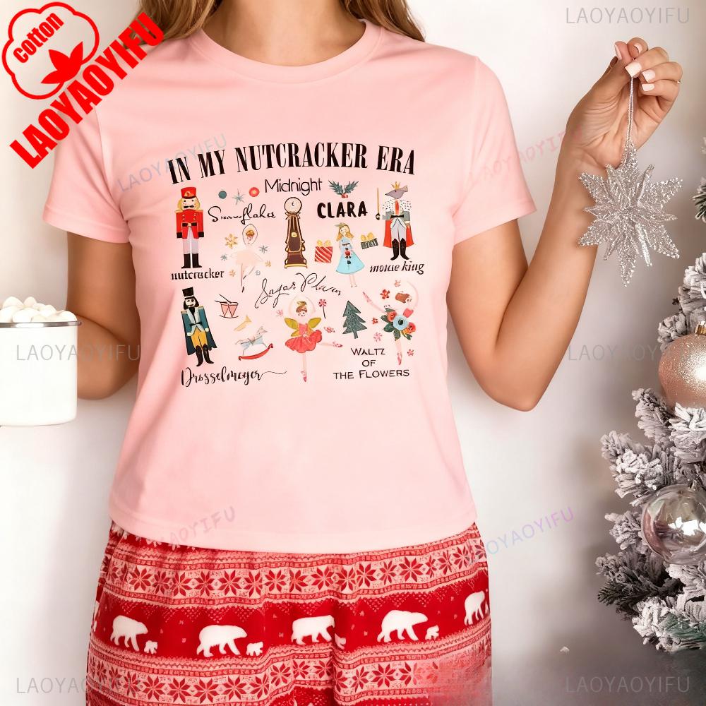 

In My Nutcracker Era Shirt Ballet Christmas Sweatshirt Ballerina Gift Tshirt Women Crewneck Cotton Short Sleeve Daily Life Tops S