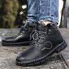 High Top Boots Mens Leather Shoes Fashion Outdoor Ankle Boots for Men Lace Up Comfortable Male Boots Non Slip Flat Boot Botas