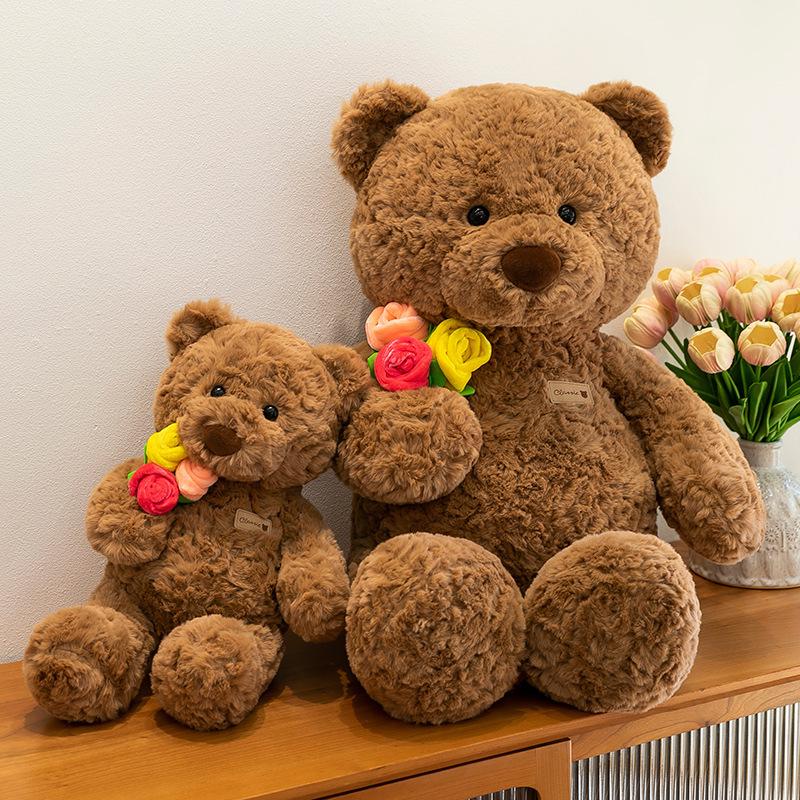 Rose Bouquet Bear Plush Doll - Cute Gift for Couples & Girls